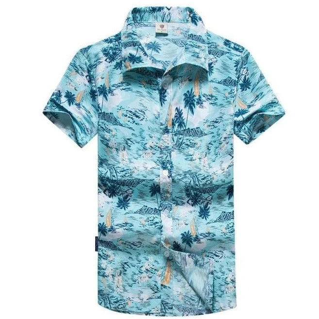 Chemise Bleue Palmiers 3 Chemise Bleue Palmiers